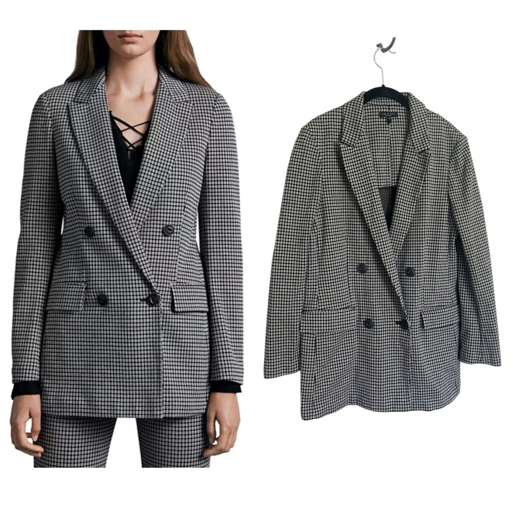 Rag & Bone Andie printed double breasted blazer stretch size 10 career office